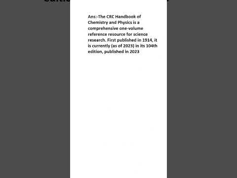 CRC Handbook of Chemistry and Physics: A Scientific Resource